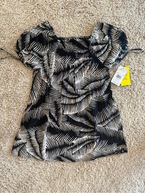 Volcom Stay Palm Kids dress in Palm-Print Square Neck stretchy Puff Sleeve Top